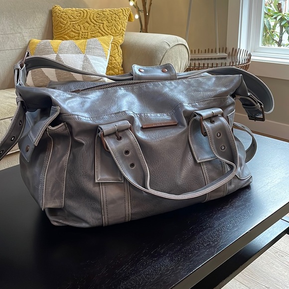 Matt & Nat Other - Matt & Nat large grey vegan leather weekender bag